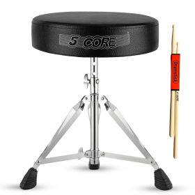 5 Core Drum Throne Comfortable Padded Stool Height Adjustable Music DJ Chair Heavy Duty Seat for Drummer Kids and Adults - DS CH BLK