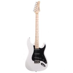 [Do Not Sell on Amazon]Glarry GST Stylish Electric Guitar Kit with Black Pickguard White