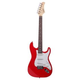 [Do Not Sell on Amazon]Glarry GST Rosewood Fingerboard Electric GuitarBagShoulder Strap Pick Whammy Bar Cord Wrench Tool Red