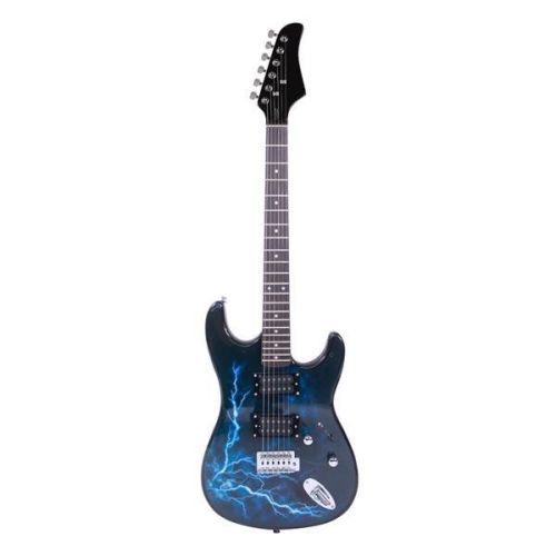 Lightning Style Electric Guitar with Power Cord/Strap/Bag/Plectrums Black & Dark Blue Lightning Style Electric Guitar with Power Cord/Strap/Bag/Plectrums Black & Dark Blue