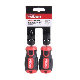 Hyper Tough 2 Piece Stubby Screwdriver Set Slotted, 0 V