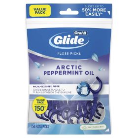 Oral-B Glide Peppermint Dental Floss Picks with Arctic Peppermint Oil Flavor, 150 Picks