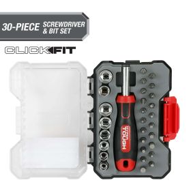 Hyper Tough 30 Piece Screwdriver and Bit Set in Click Fitâ„¢ Case, 42034CF, New