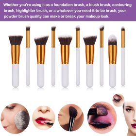 10 Pcs Makeup Brushes Set For Travel Set Synthesized White Glod