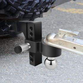 1pc Adjustable trailer hitch ball holder with forged aluminum handle, suitable for 2-inch receiver, 2-inch dual tow ball, GTW 12500 pounds, black