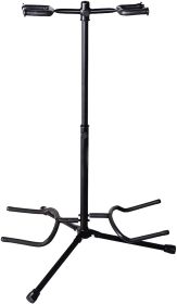 5 Core Guitar Stand Black | Durable Double Guitar Stand with Neck Holder| Universal Floor Stand for Acoustic Electric Guitars, Bass