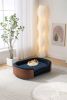 Scandinavian style Elevated Dog Bed Pet Sofa With Solid Wood legs and Walnut Bent Wood Back, Cashmere Cushion,Large Size