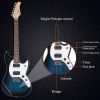 [Do Not Sell on Amazon] Glarry Full Size 6 String H-H Pickups GMF Electric Guitar with Bag Strap Connector Wrench Tool Blue