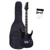 [Do Not Sell on Amazon]Glarry 170 Model With 20W Electric Guitar Pickup Hsh Pickup Guitar Stereo Bag Harness Picks Rocker Connector Wrench Tool Black