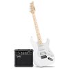 [Do Not Sell on Amazon] Glarry GST Stylish S-S-H Pickup Electric Guitar Kit with 20W AMP Bag Guitar Strap White