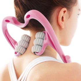 Neck Roller Massager 360º Rotatable Trigger Point Roller Portable Massager with 6 Balls for Neck Leg Thigh Foot Pain Relief (Color: Pink)