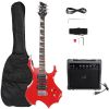 [Do Not Sell on Amazon]Glarry Flame Shaped Electric Guitar with 20W Electric Guitar Sound HSH Pickup Novice Guitar Audio Bag Strap Picks Shake Cable W