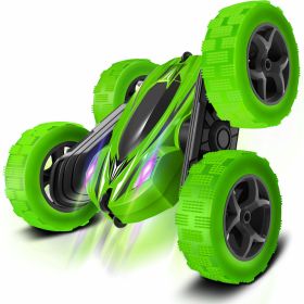 Rc Stunt Cars: Double Sided 360°Flip Rotating 4WD Race Car Toy For Outdoor & Indoor Birthday Gift (Color: Green)